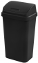 Sterilite Wastebasket, 13 gal Capacity, Plastic, Black, Swing-Top Lid Closure
