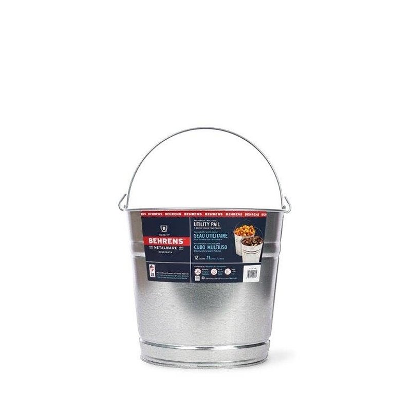 Behrens Pail, 12 qt Capacity, Galvanized Steel