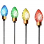 J Hofert LED Bulb Stake Lights, 120 V, 4 -Lamp, Faceted LED Lamp, Multi-Color