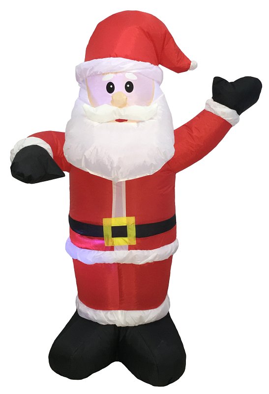 Hometown Holidays Christmas Inflatable Santa, 4 ft H, Nylon, White, Internal Light/Music: Internal L