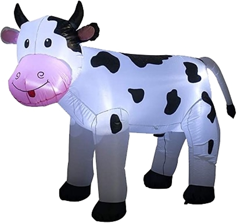 Santas Forest Inflatable Cow, 5 ft H, Polyester, Black/White