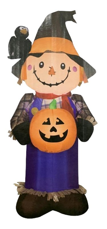 Santas Forest Inflatable Scarecrow, 5 ft H, Polyester, Multi Color, Internal Light/Music: Internal L