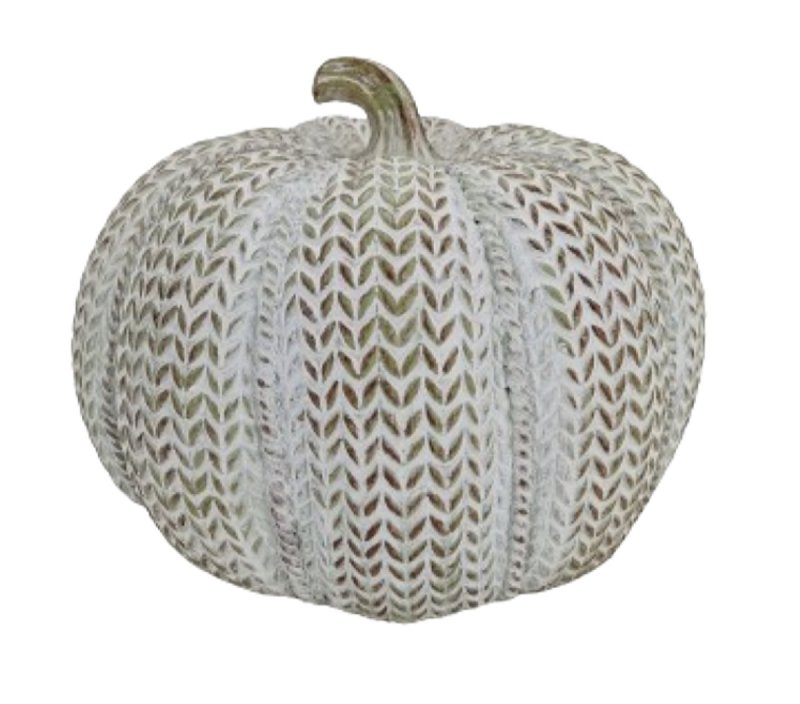 Santas Forest Resin Pumpkin, 6-1/2 in H, Resin, White, Indoor