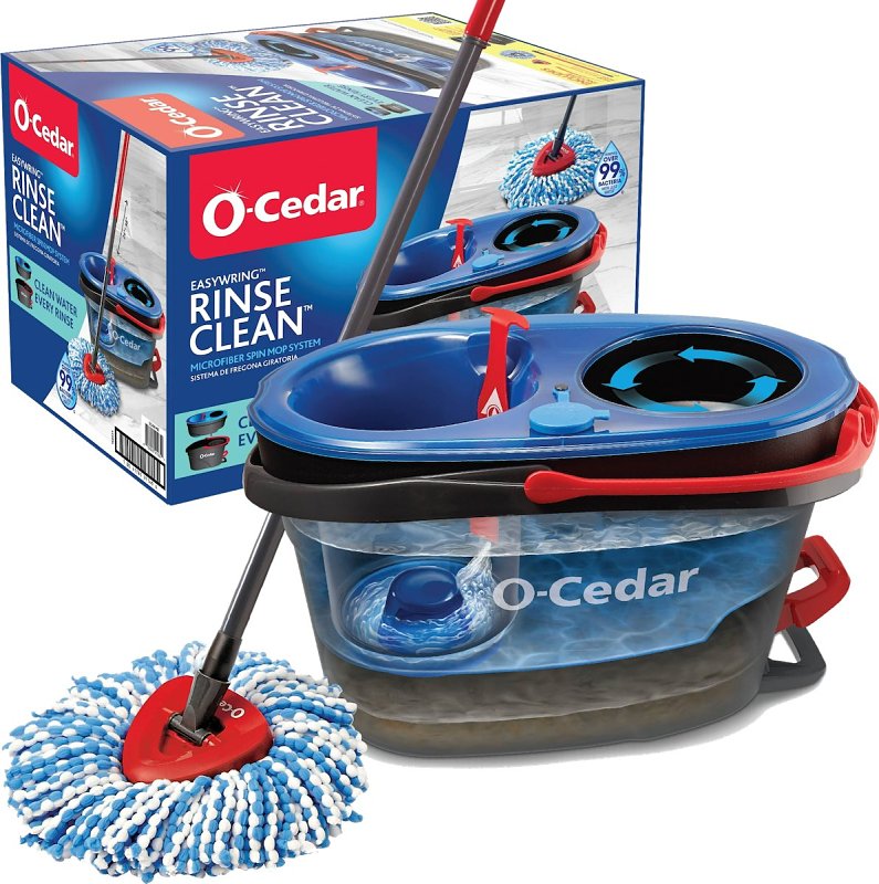 O-Cedar EasyWring RinseClean 168534 Spin Mop System, Black/Red