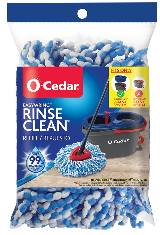 O-Cedar Rinse Clean Mop Refill, Microfiber, Blue/White