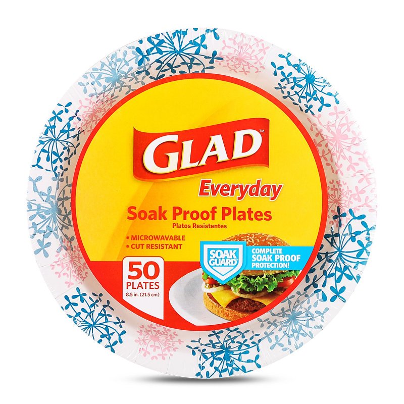 Glad Everyday Plate, 8-1/2 in, Round, Paper, Pink Hydrangea