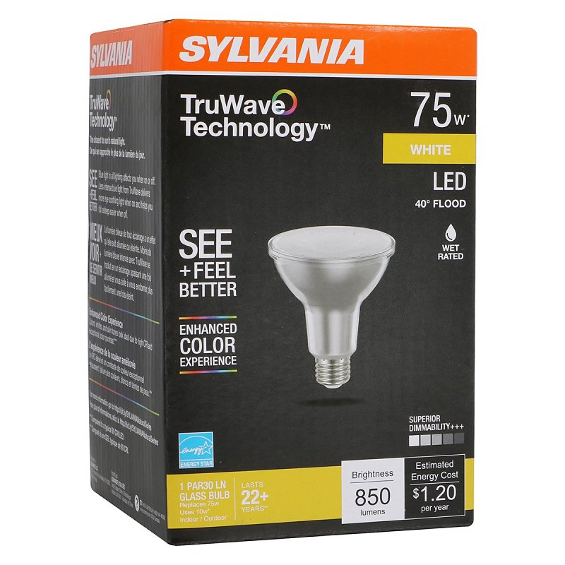 Sylvania Natural Series 40912 LED Bulb, 850 Lumens, 10 W, PAR30LN Lamp, 75 W Equivalent, E26 Medium 