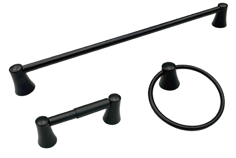 Boston Harbor 8703 Bath Accessory Set, Aluminum/Polypropylene/Steel/Zinc, Black, Matte, 3 -Piece, Fo