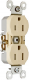 Pass & Seymour TradeMaster Series 3232TRICC14 Duplex Receptacle, Thermoplastic, Ivory, 2-Pole, 125 V
