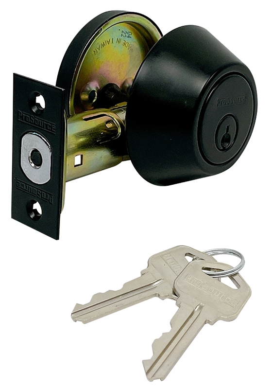 ProSource DLX91-SP5V24 Deadbolt, 3 Grade, Brass Key Key, Metal, Matte Black, 2-3/8, 2-3/4 in Backset
