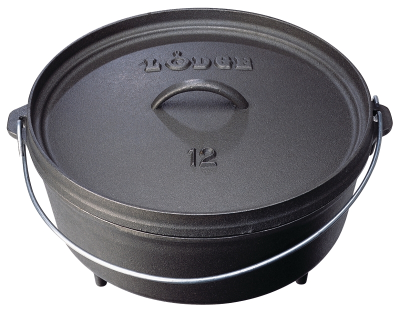 Lodge Camp Dutch Oven, 6 qt Capacity, Cast Iron, Black, Bail Handle