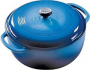 Lodge Dutch Oven, 6 qt Capacity, Cast Iron, Blue, Loop Handle