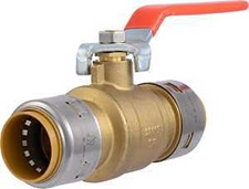 SharkBite Max Series UR22223A Ball Valve, 1 in Connection, Push-To-Connect, 400 psi Pressure, Brass/