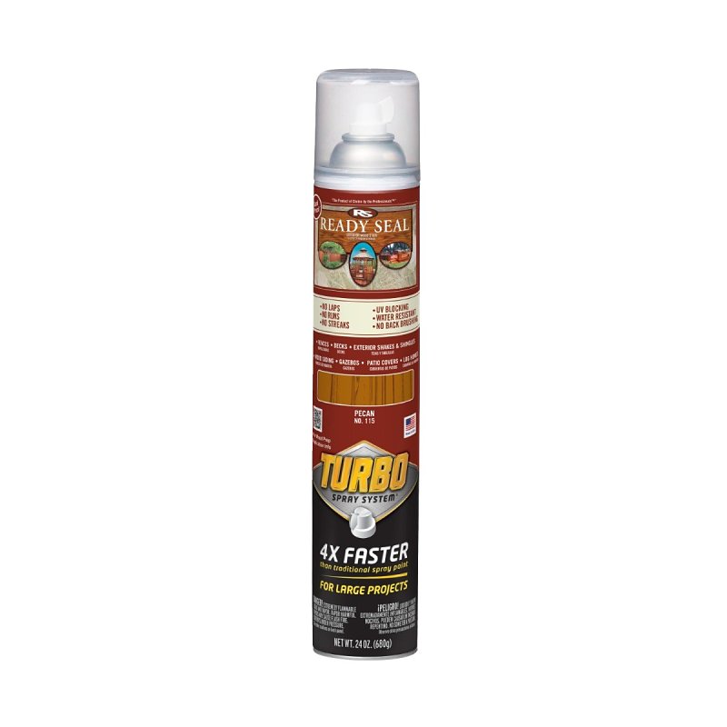 Ready Seal 401753 Stain With Turbo Spray System, Smooth, Pecan, 24 oz, Aerosol Can