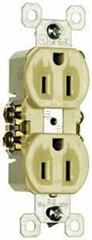 Legrand TradeMaster 3232IU Duplex Receptacle, 2 -Pole, 15 A, 125 VAC, Ivory