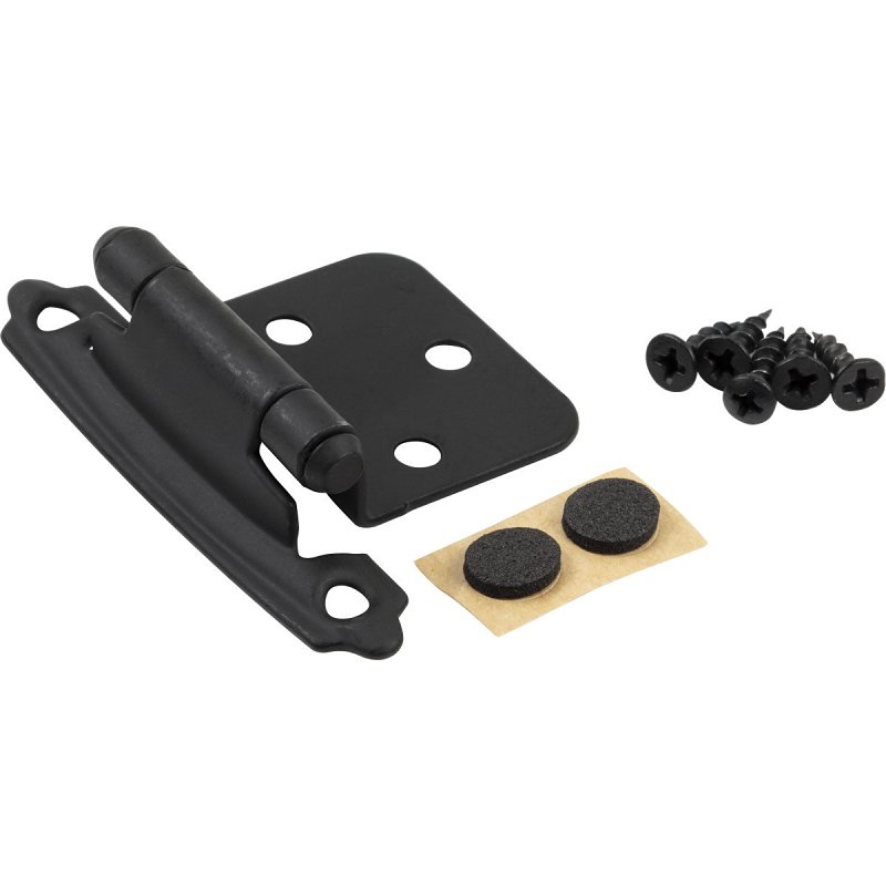 KasaWare KFHO-A-MB2 Cabinet Hinge, 1.77 in L x 2.8 in W, Steel, Matte Black, Self Close, Flush Mount