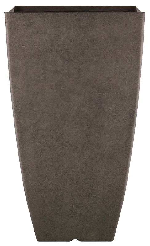 Southern Patio HDR-091691 Newland Planter, 21 in H, Square, Plastic/Resin, Gray, Stone Aesthetic