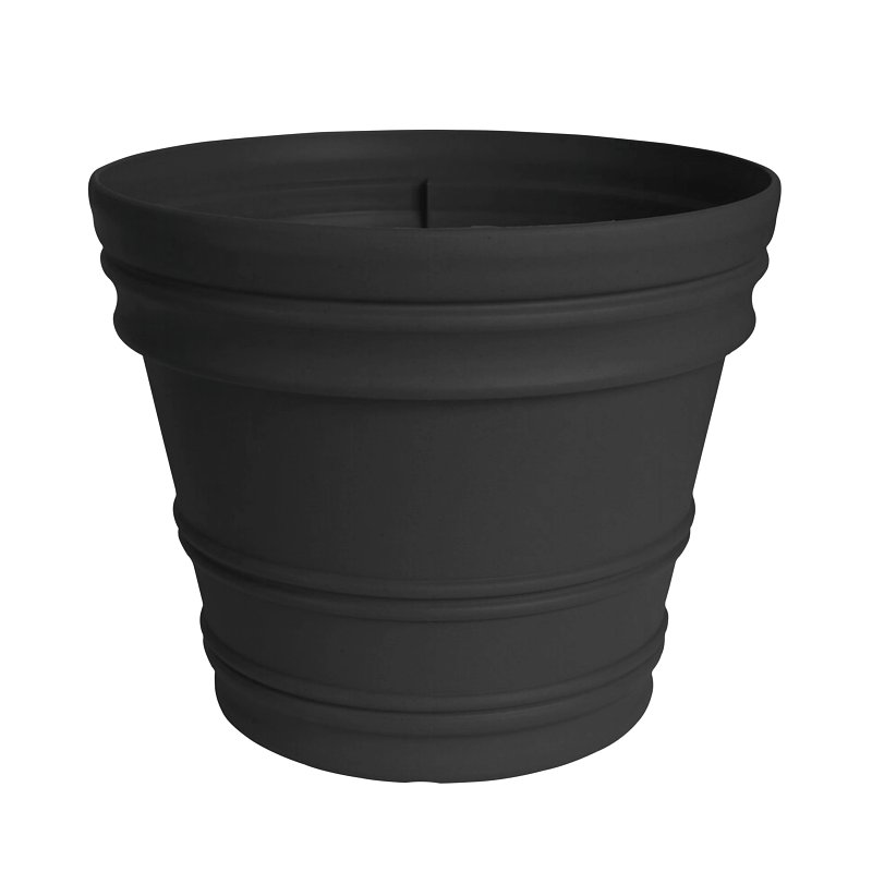 Bloem RR1600 Rim Planter, 14.7 in H, 16.6 in W, Plastic, Black