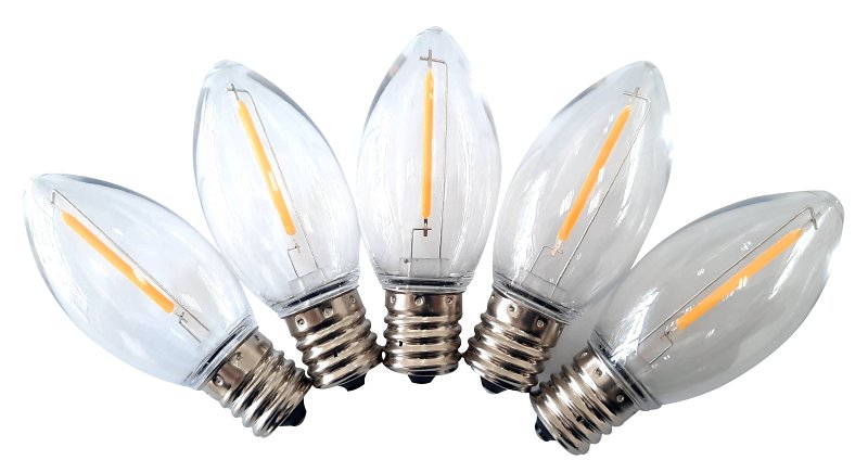 Santas Forest 26988 LED Filament Retro Replacement Bulb, Transparent, C9, Clear