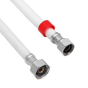 Faucet Connector, Flexible Poly Connector, Brass Insert / Chrome-Plated Nuts, 1/2 Inch Compression x