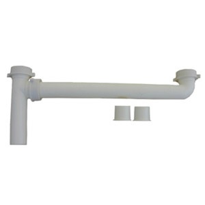 White Plastic Tubular,1-1/2 Inch X 16 Inch,End Outlet Drain Assembly For Kitchen Sink, With Nuts And