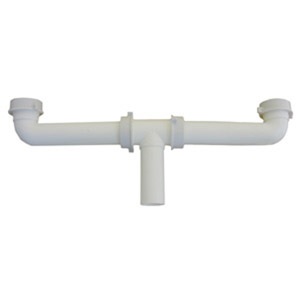 White Plastic Tubular,1-1/2 Inch X 16 Inch,Center Outlet Drain Assembly For Kitchen Sink
