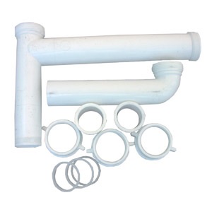 White Plastic Tubular,1-1/2 Inch X 16 Inch Telescopic/Adjustable,End Outlet,Kitchen Sink Drain Kit