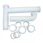 White Plastic Tubular,1-1/2 Inch X 16 Inch Telescopic/Adjustable,End Outlet,Kitchen Sink Drain Kit
