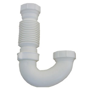 White Plastic Tubular,1-1/2 Inch Flexible/Expandable J-Bend,With Nuts And Washers