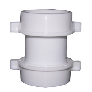 White Plastic Tubular,1-1/2 Inch Slip Joint Both Ends,Coupling