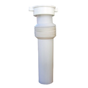 White Plastic Tubular,1-1/2 Inch Direct Connect,Flexible,Extendable Extension,With Nut And Washer