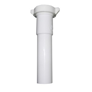White Plastic Tubular,1-1/2 Inch X 8 Inch Slip Joint Extension,With Nut And Washer