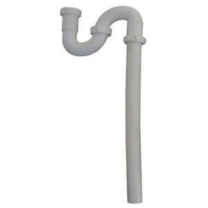 White Plastic Tubular,1-1/2 Inch S-Trap With Nuts And Washers,For Through The Floor,Drain Connection