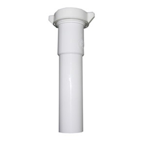 White Plastic Tubular,1-1/4 Inch X 6 Inch,Slip Joint Extension,With Nut And Washer