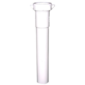 White Plastic Tubular,1-1/4 Inch X 8 Inch,Slip Joint Extension,With Nut And Washer