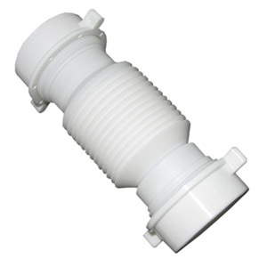 White Plastic Tubular,1-1/2 Inch Slip Joint Coupling,Flexible And Extendable,With Nuts And Washers