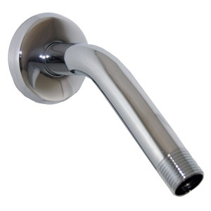 Shower Arm, 1/2 Inch Male Pipe Thread x 6 Inch, Wall Flange, Chrome Plated Finish