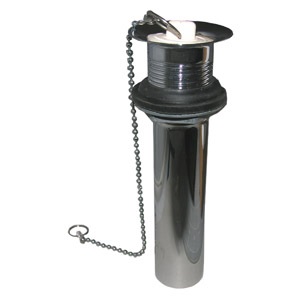 1-1/4 Inch X 5 Inch Chrome Plated, 22 Gauge, One Piece, C.O. Plug, Lavatory Drain, With Out Overflow