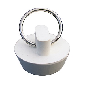 White Rubber, Hollow Stopper For 1 Inch Drain Openings