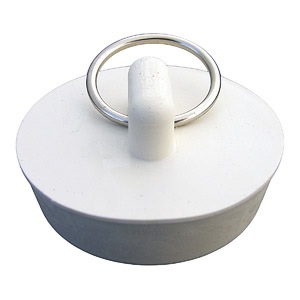White Rubber, Hollow Stopper For 1-1/2 Inch Drain Openings
