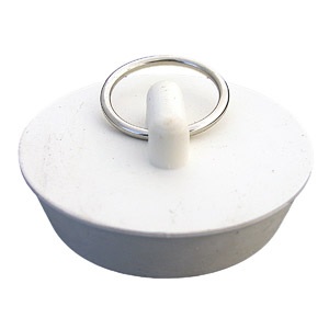White Rubber, Hollow Stopper For 1-5/8 Inch Drain Openings