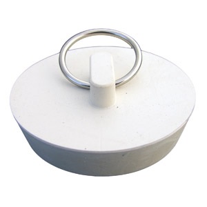 White Rubber, Hollow Stopper For 1-3/4 Inch Drain Openings