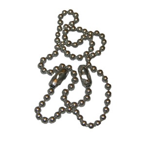 Chrome Bead Chain With Ring and Coupling For Stoppers, 15 Inches Long