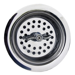 Chrome Plated, Stainless Steel, Kitchen Sink Basket Strainer, With Spin Type Basket, For 3-1/2 Inch 