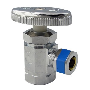 1/2 Inch Female Iron Pipe Inlet X 3/8 Inch Compression Outlet, Angle Stop, Lead Free Compliant, Chro