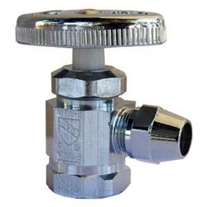 Angle Stop Valve, 1/2 Inch Female Pipe Thread x 3/8 Inch Texas Fine Thread Flare,Chrome Plated Brass