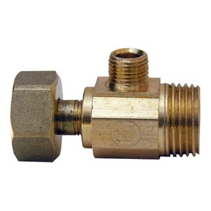 1/2 Inch Iron Pipe Inlet X 1/2 Inch Iron Pipe Outlet, 1/4 Inch Compression Outlet, Angle Stop Tee, L
