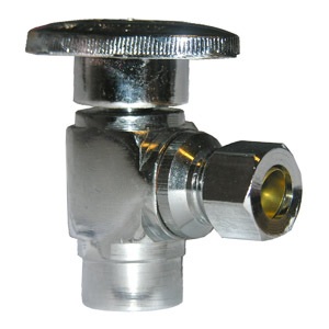 1/2 Inch Copper Sweat Inlet X 3/8 Inch Compression Outlet, 1/4 Turn, Angle Stop, Lead Free Compliant
