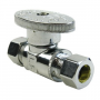 3/8 InchCompression Inlet X 3/8 Inch Compression Outlet, 1/4 Turn, Strait Stop, Lead Free Compliant,