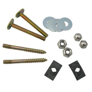 Toilet Bolts and Screws Brass Plated 1/4 Inch X 2-1/4 Inch With Nuts And Washers